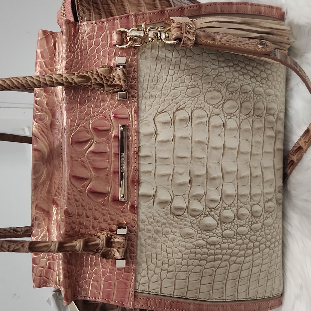 🤎🔹️ Brahmin🔹️ Priscilla Limestone genuine Leather Baracoa Satchel - Picture 13 of 17